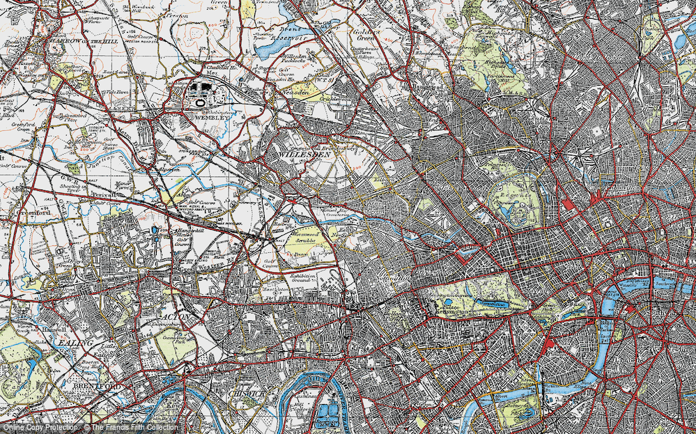 Old Map of Kensal Green, 1920 in 1920
