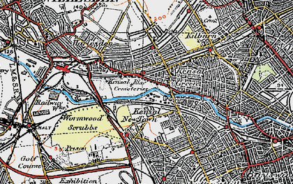 Old map of Kensal Green in 1920