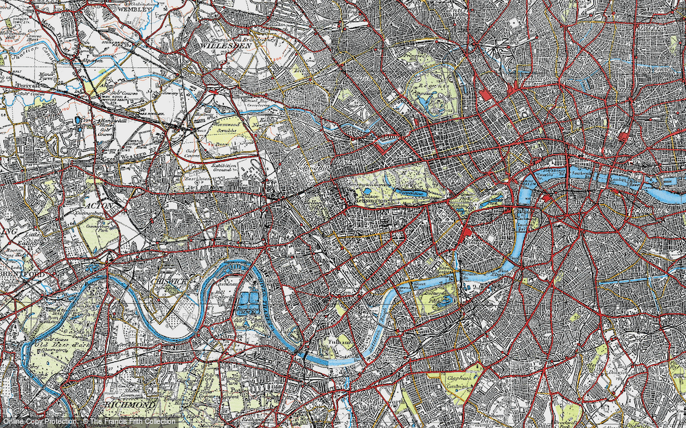 Old Map of Kensington, 1920 in 1920