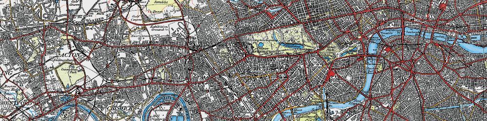Old map of Kensington in 1920