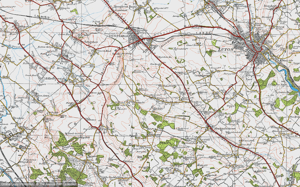 Old Map of Historic Map covering Whipsnade Heath in 1920