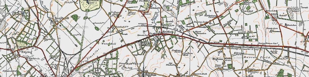 Old map of Kentford in 1920