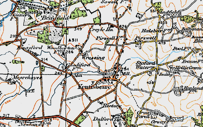 Old map of Kentisbeare in 1919