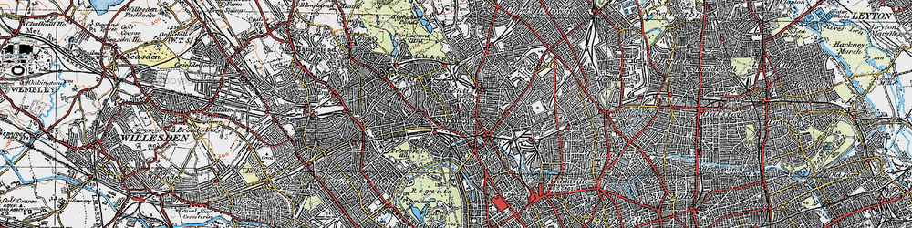 Old map of Kentish Town in 1920