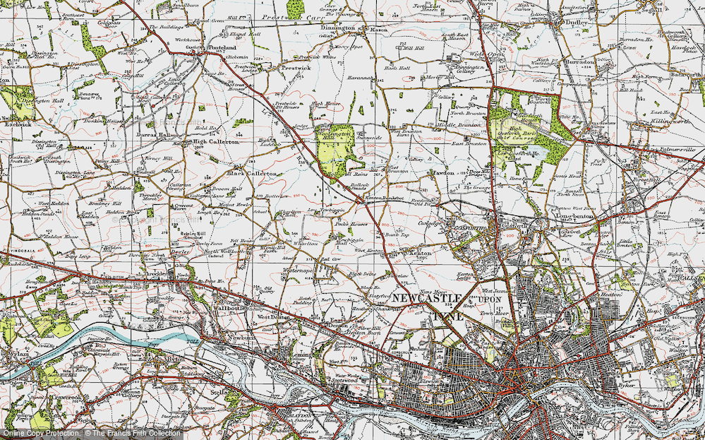 Old Map of Kenton Bank Foot, 1925 in 1925