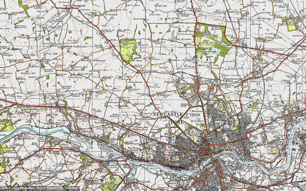 Old Map of Kenton Bar, 1925 in 1925