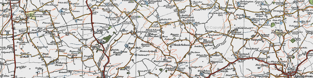 Old map of Kenton Corner in 1921