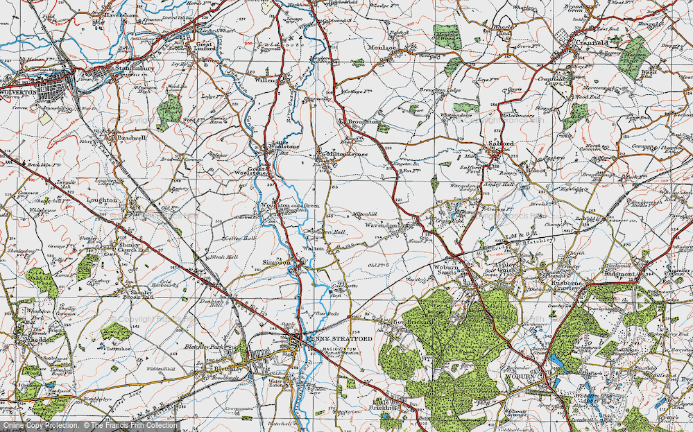 Old Map of Historic Map covering Monkston in 1919