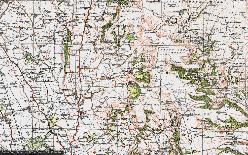 Old Map of Historic Map covering Whitestone Scar in 1925
