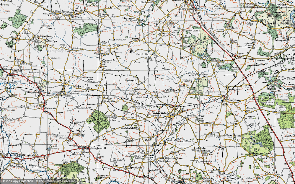 Old Map of Kerdiston, 1921 in 1921