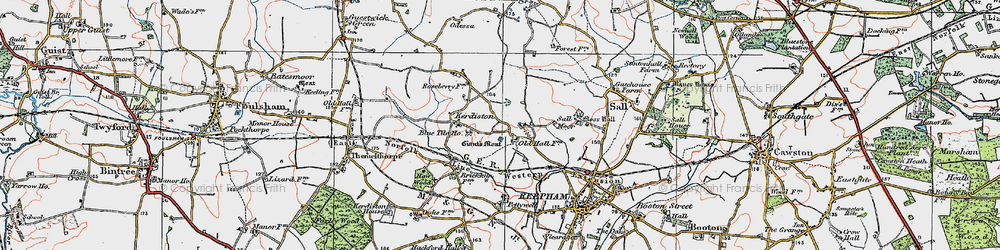 Old map of Kerdiston in 1921