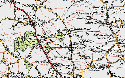 Old map of Keresley in 1920