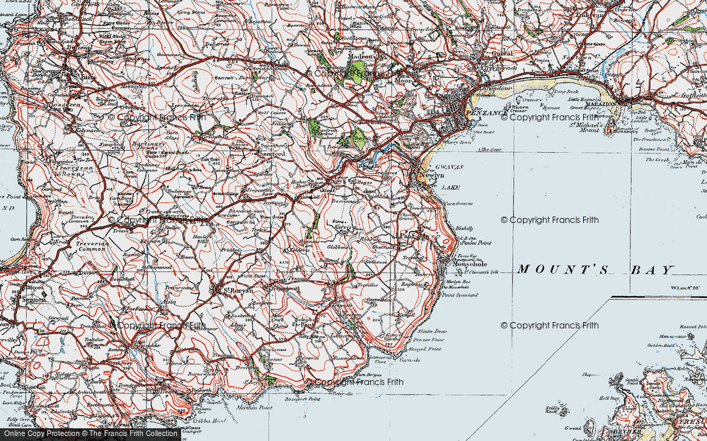 Old Map of Kerris, 1919 in 1919