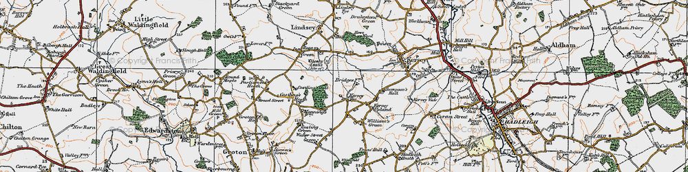 Old map of Kersey Tye in 1921