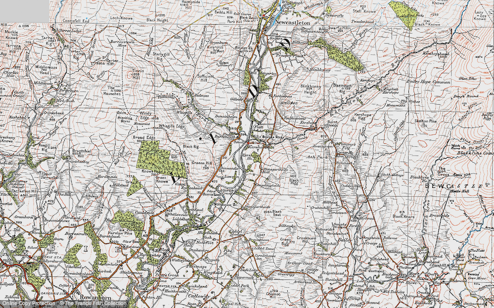 Old Map of Historic Map covering Black Rigg in 1925