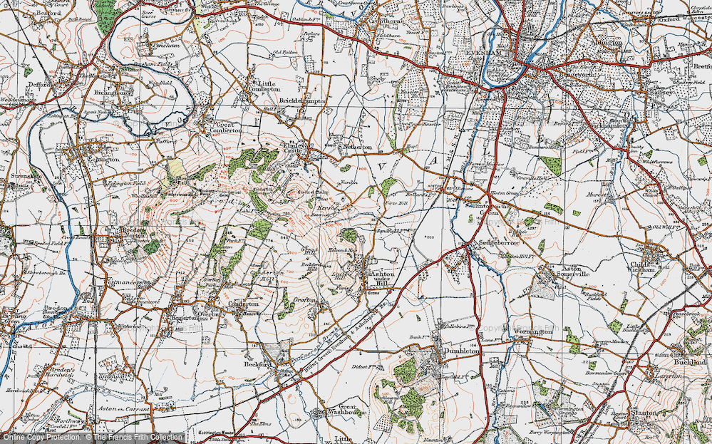 Old Map of Historic Map covering Ashton Wood in 1919