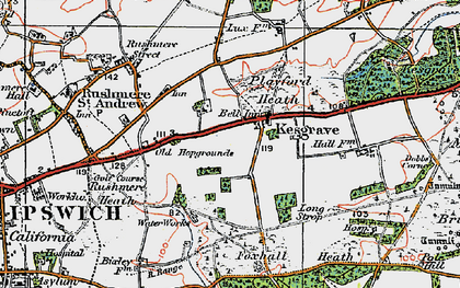 Old map of Kesgrave in 1921