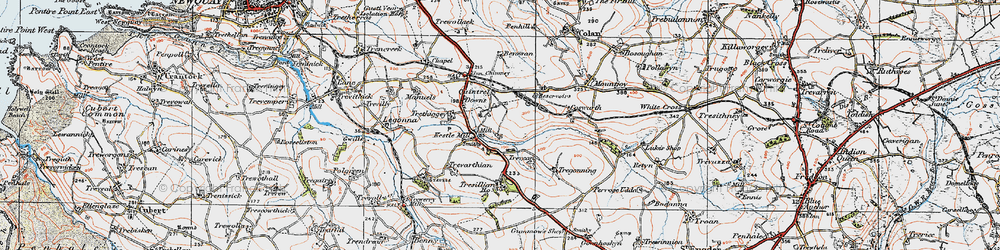 Old map of Coswarth in 1919