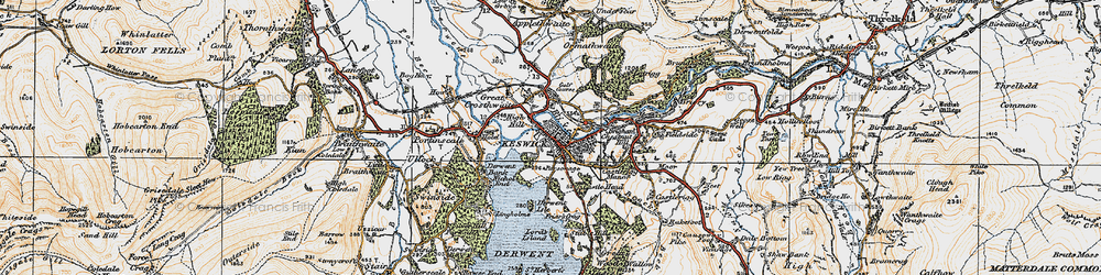 Old map of Keswick in 1925