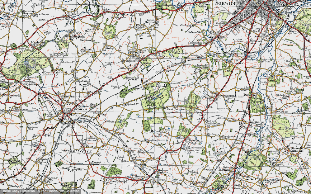 Old Map of Ketteringham, 1922 in 1922