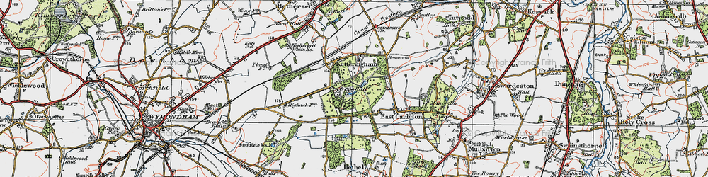 Old map of Ketteringham in 1922