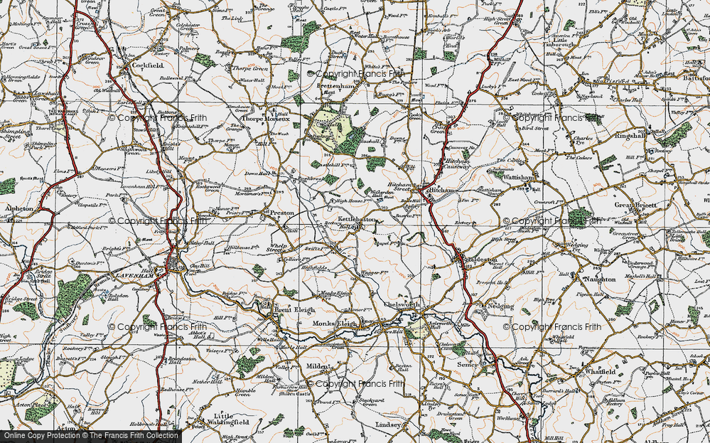 Old Map of Kettlebaston, 1921 in 1921