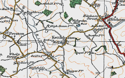 Old map of Kettlebaston in 1921