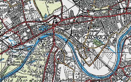 Old map of Kew in 1920
