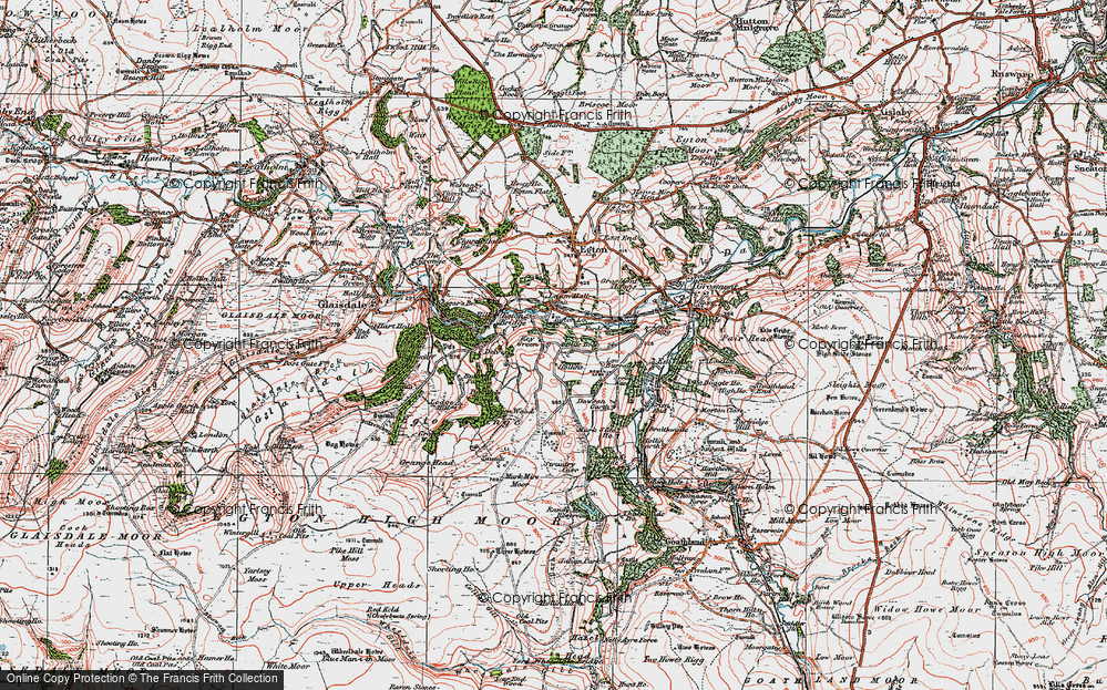 Old Map of Historic Map covering Brow Wood in 1925