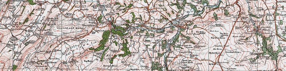Old map of Park Hole Wood in 1925