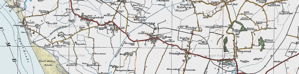 Old map of Keyingham in 1924