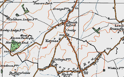Old map of Keysoe in 1919