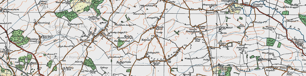 Old map of Keysoe in 1919