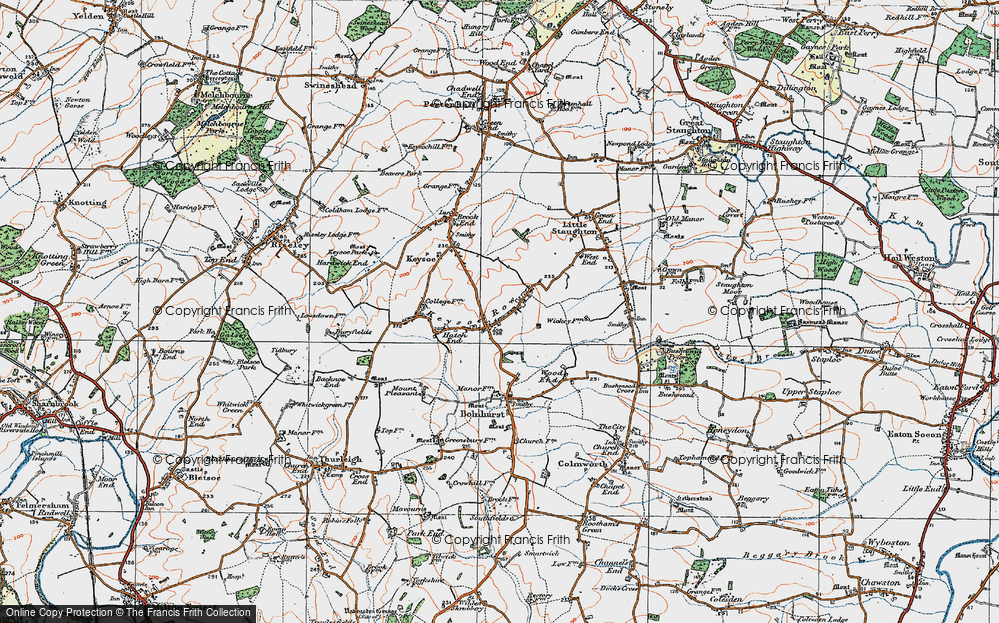 Old Map of Keysoe Row, 1919 in 1919