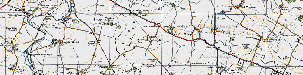Old map of Keyston in 1920