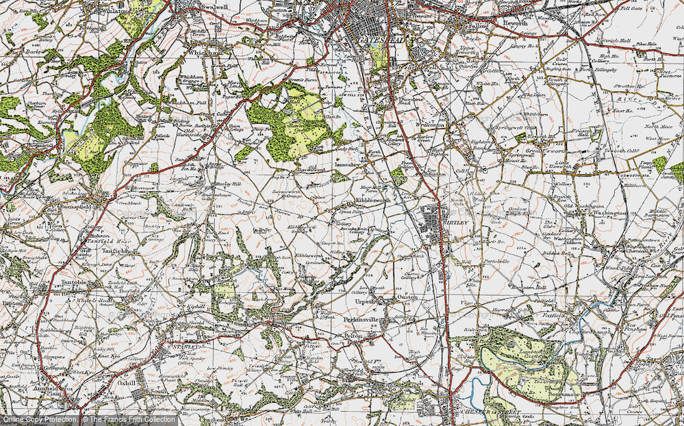 Old Map of Historic Map covering Old Ravensworth in 1925