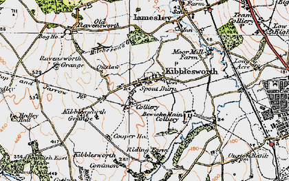 Old map of Old Ravensworth in 1925