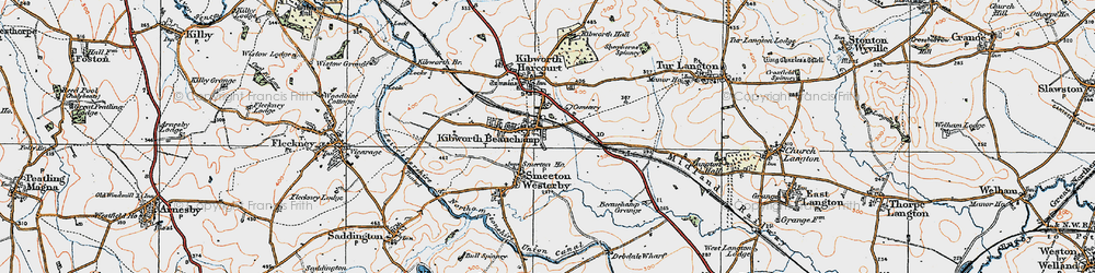Old map of Kibworth Beauchamp in 1920