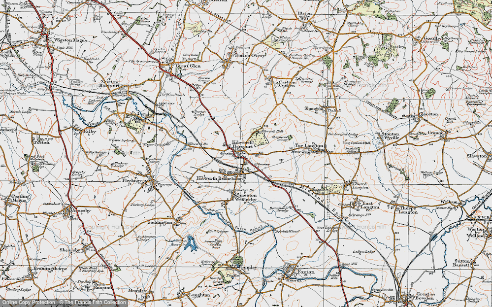 Old Map of Kibworth Harcourt, 1921 in 1921