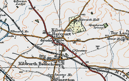 Old map of Kibworth Harcourt in 1921