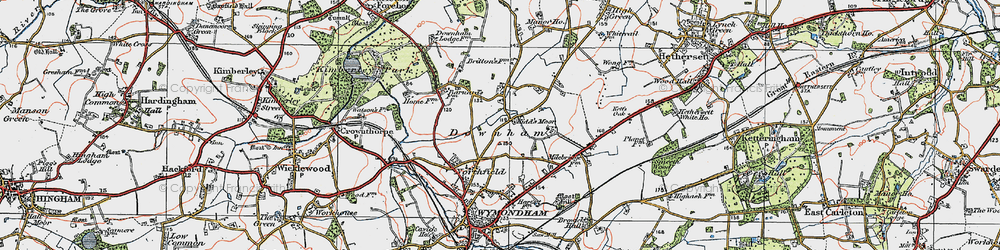 Old map of Kidd's Moor in 1922