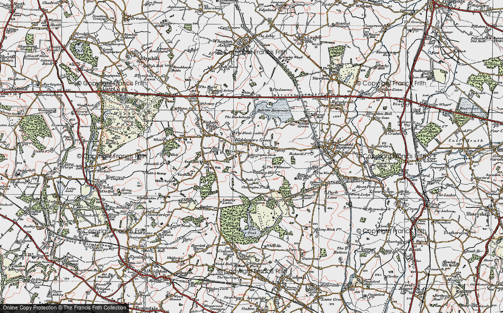 Old Map of Kiddemore Green, 1921 in 1921