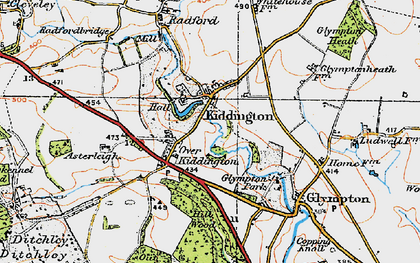 Old map of Kiddington in 1919
