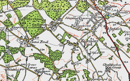 Old map of Kidmore End in 1919