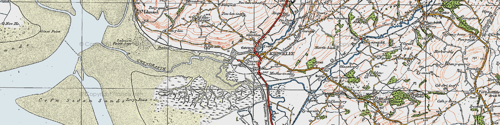 Old map of Kidwelly in 1923