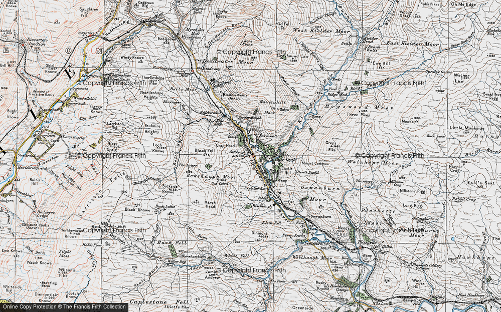 Old Map of Historic Map covering Bellsburnfoot in 1925