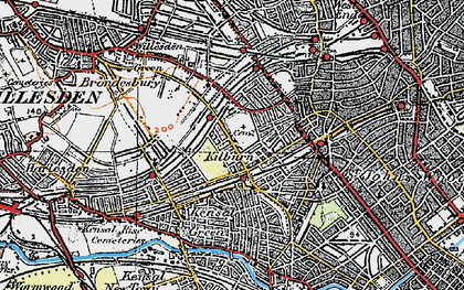 Old map of Kilburn in 1920