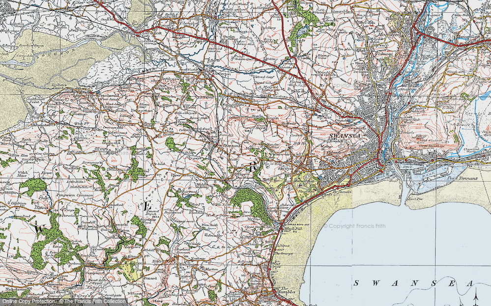 Old Map of Killay, 1923 in 1923