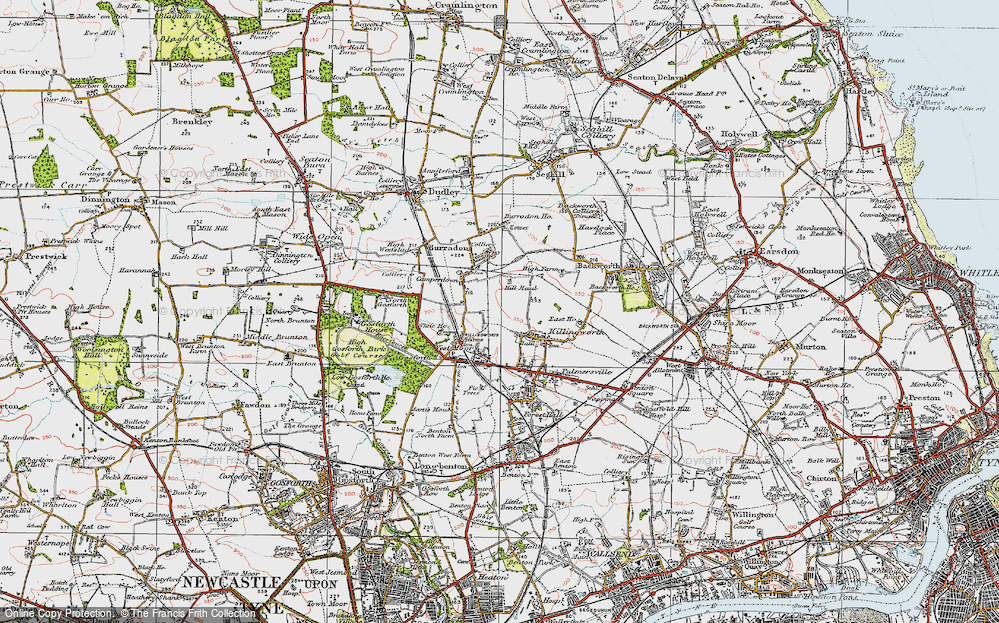 Old Map of Killingworth, 1925 in 1925