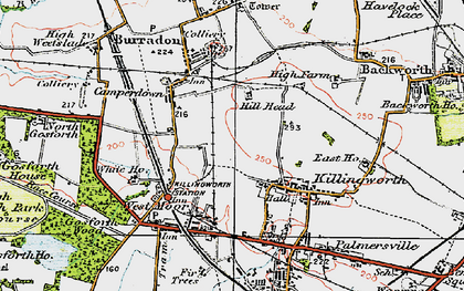 Old map of Killingworth in 1925